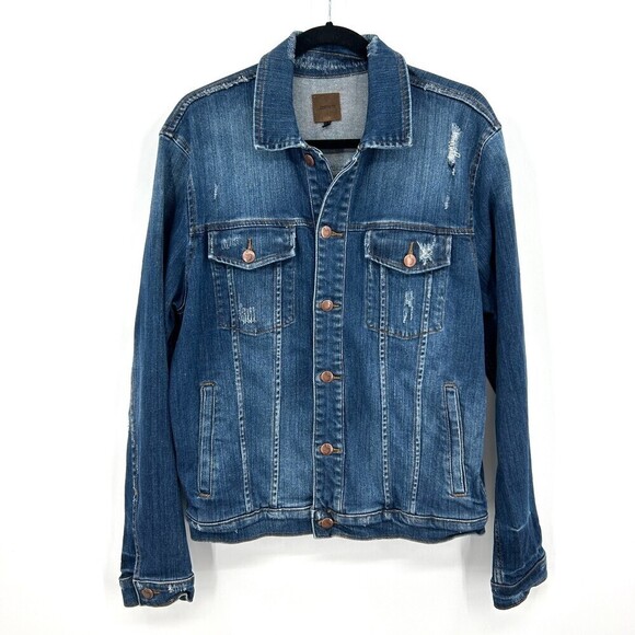 JOE'S JEANS Men's Distressed Button Up Blue Denim Jean Jacket Size Medium - Picture 1 of 6